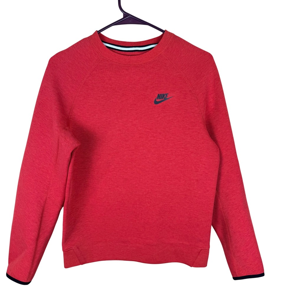 Nike Tech Fleece Crewneck‎ Sweatshirt Red Heather Women Large Raglan Pullover